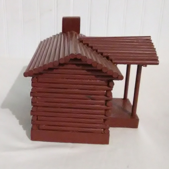 SALE Vintage Hand Made Log Cabin - Picture 3 of 8